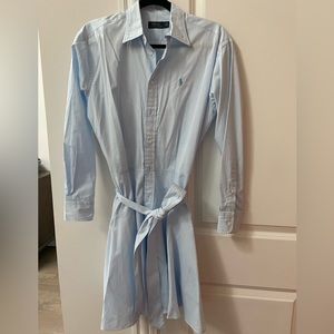 Polo Ralph Lauren Paneled Cotton Shirtdress - Sz 2 - Light Blue